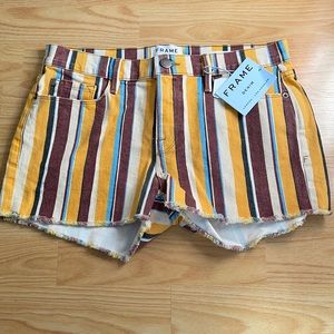 FRAME Le Cutoff Multi-Color Denim Shorts, Size 27
